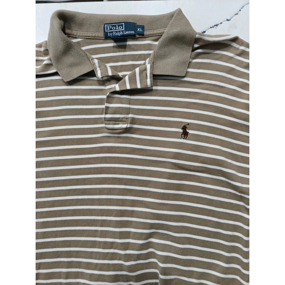 Polo Golf Ralph Lauren Polo Mens XL Tan Striped Polo Soft Cotton